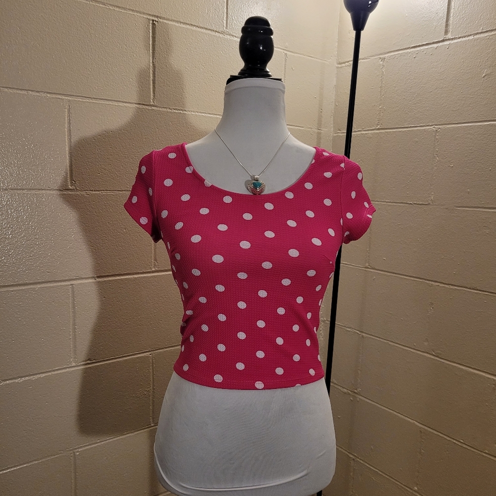 Bold Pink Polka Dot Crop Top